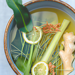 Soup: United States – Lemongrass-Ginger Bright Broth with Spinach Ribbons recipe