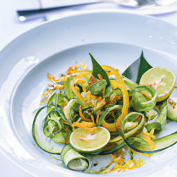 Salad: Peru – Ensalada De Mango Verde Y Pepino (Cucumber, Green Mango and Citrus Ribbon Salad with Lime-Coconut Dressing) recipe