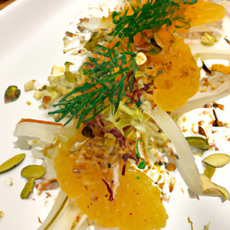 Salad: United States – Shaved Fennel and Orange Salad Topped with Dill-Pistachio Crunch recipe