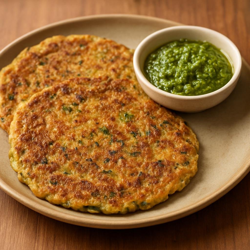 Entree: India – Chhattisgarh – चौसेला ➤ Chauselā (Savory pan-fried rice and lentil pancake from Chhattisgarh often served with chutney) recipe