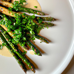 Skillet-Charred Asparagus with Almond-Parsley Herb Garnish recipe