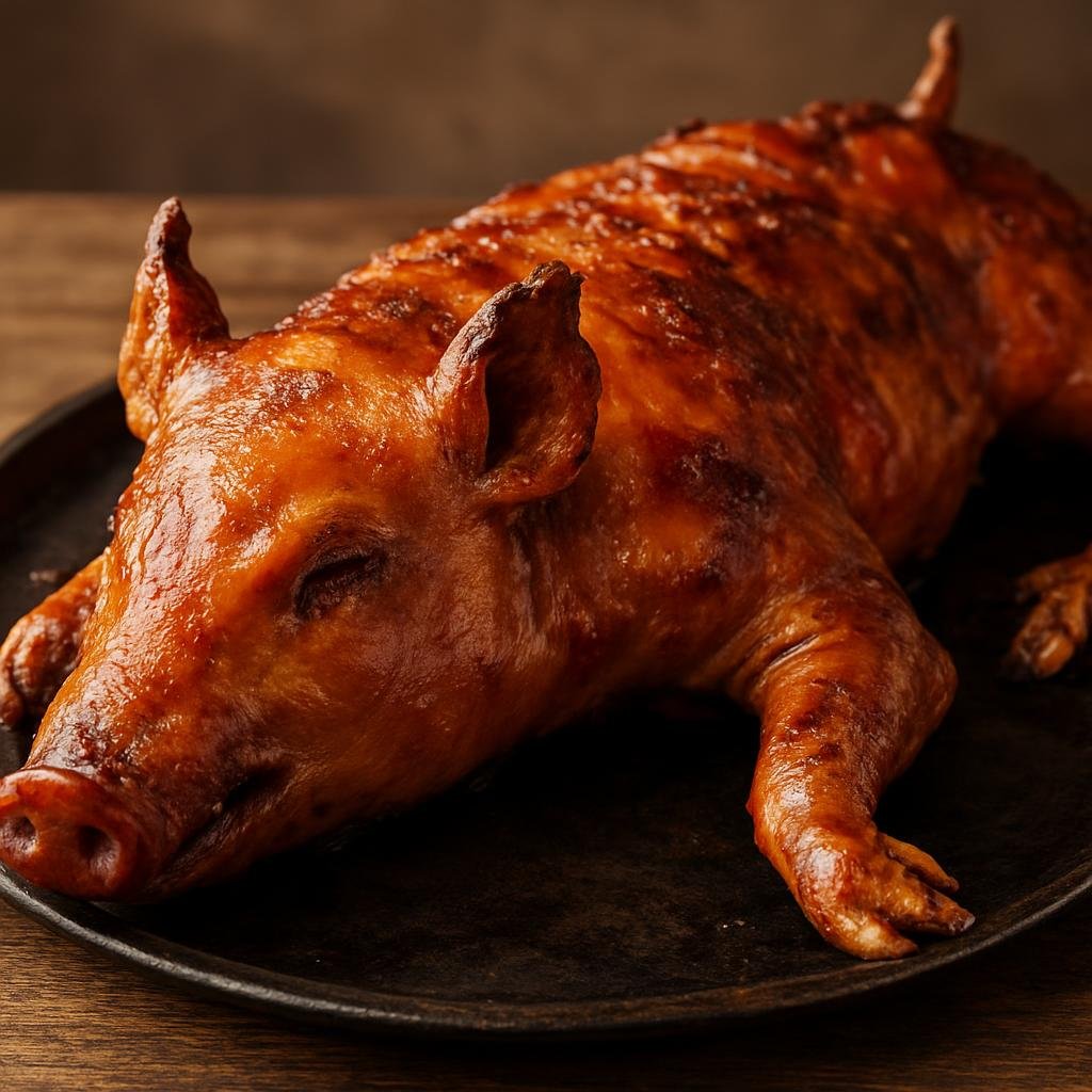 Entree: Spain – Extremadura – Cochinillo Asado (Roast suckling pig with crisp crackling traditionally cooked slowly then crisped to produce tender meat and crackling skin) recipe