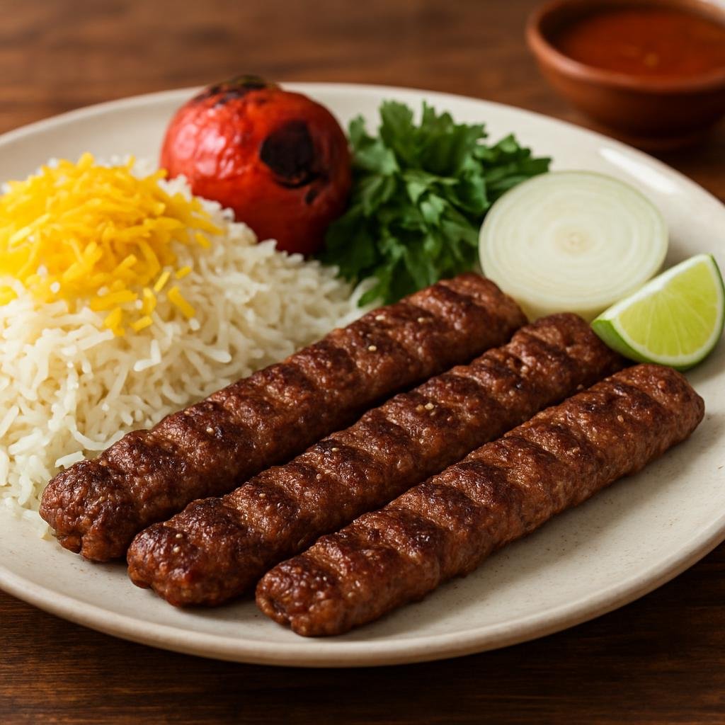Entree: Iran – Shiraz / Fars – کباب کوبیده ➤ Kabāb-e Kūbideh (skewered seasoned minced meat grilled over an open flame) recipe