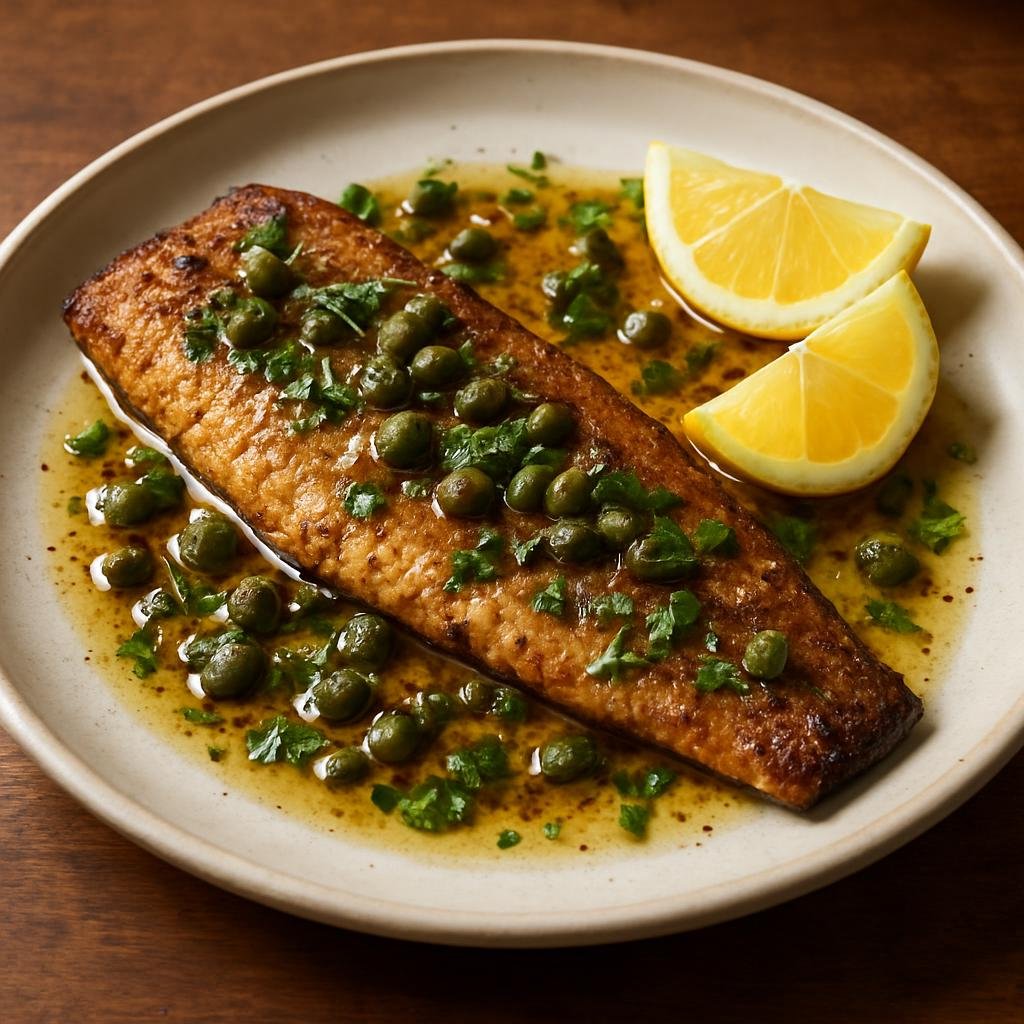 Entree: Argentina – Patagonia – Trucha a la Manteca Negra (Pan-fried trout finished in browned butter with lemon, capers, and parsley) recipe