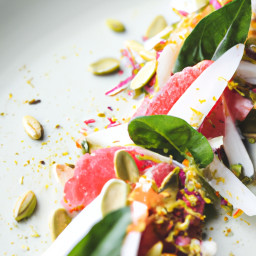 Salad: United States – Shaved Fennel Salad with Grapefruit, Mint and Pistachio Crunch recipe