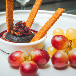 Appetizer: United States – Crisp Polenta Soldiers with Roasted Grapes in Sweet-And-Sour Sauce recipe
