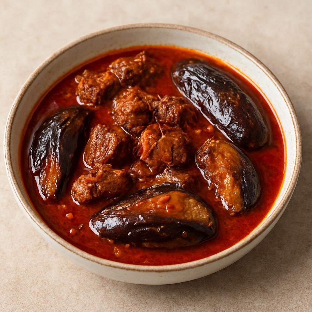 Entree: Iran – Shiraz / Fars – خورشت بادمجان ➤ Khoresht-e Bademjan (Eggplant and lamb stew simmered in a tomato-saffron sauce) recipe