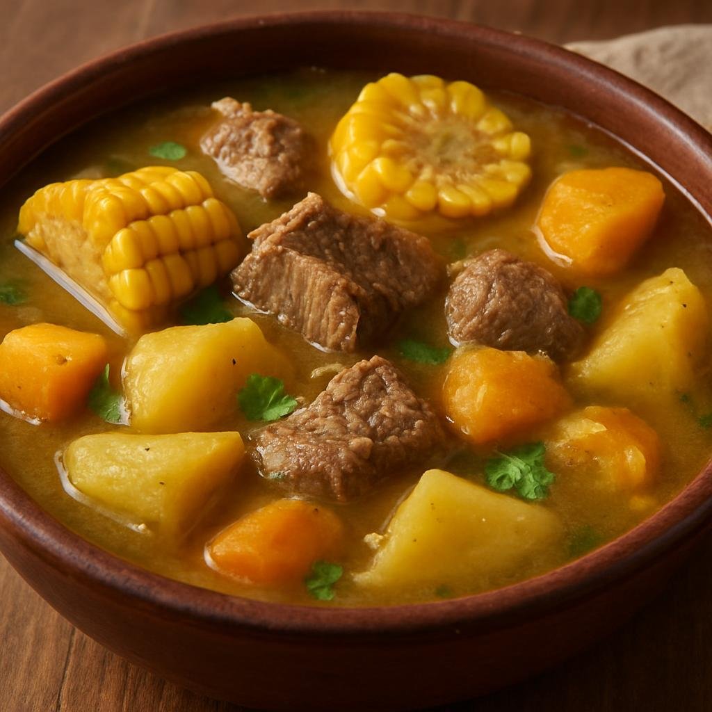 Entree: Colombia – Santander – Sancocho Santandereano (Hearty Colombian meat and root-vegetable stew typical of the Santander region) recipe