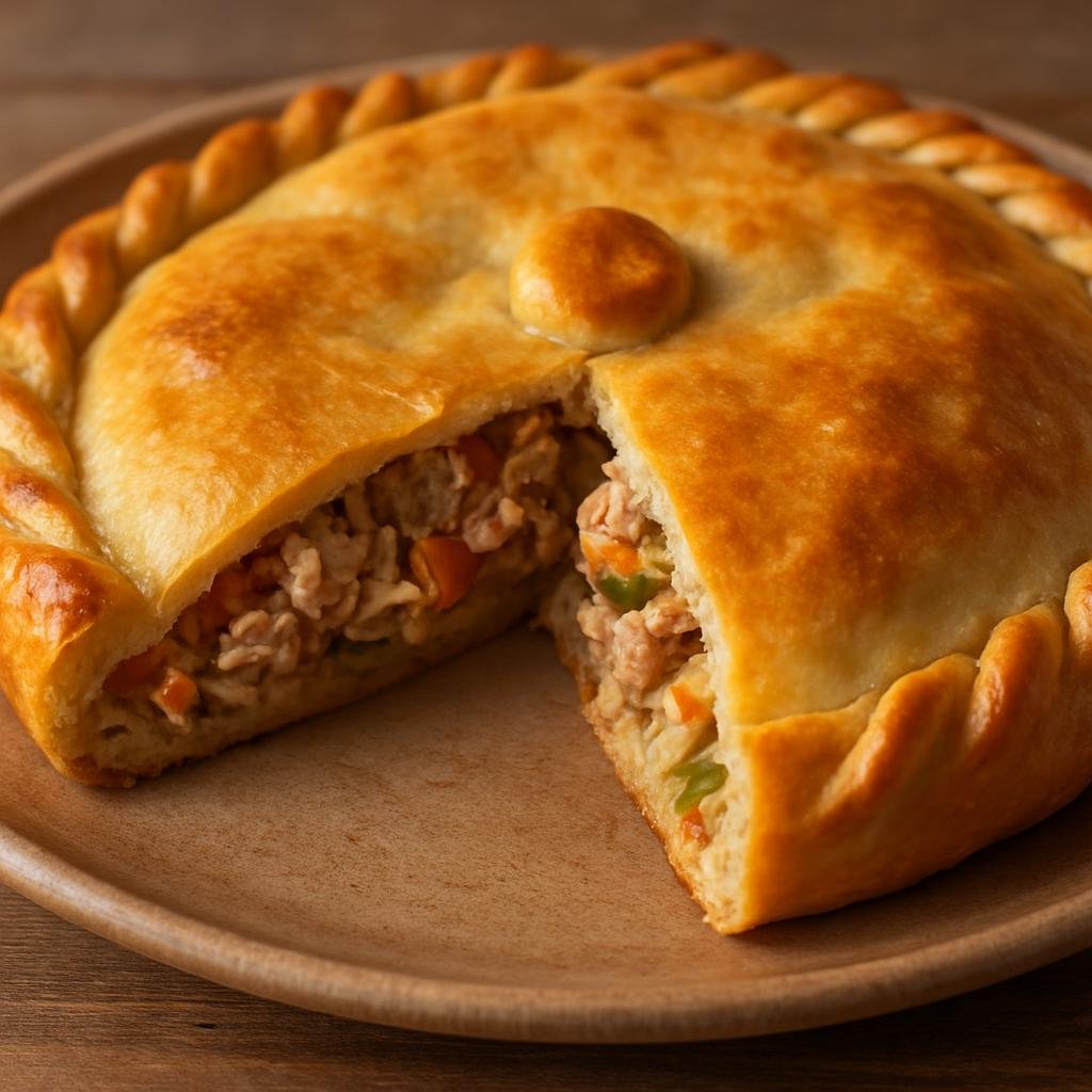 Entree: Spain – Galicia – Empanada Gallega (Savory Galician baked pie made with a yeasted dough and a tuna‑and‑vegetable filling) recipe