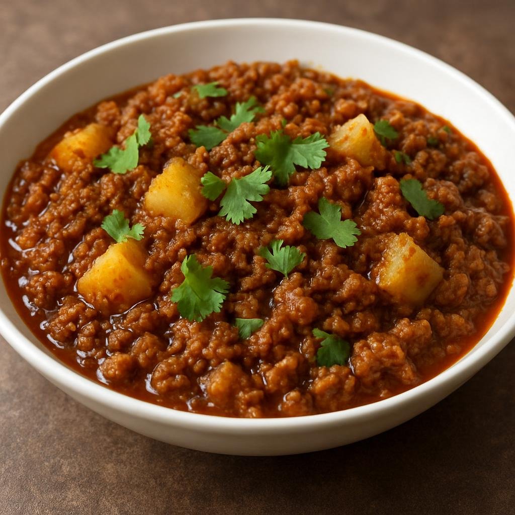 Entree: Pakistan – Sindh – سندھی قیمہ ➤ Sindhi Qeema (Spiced Sindhi-style minced meat curry with potatoes and cilantro) recipe