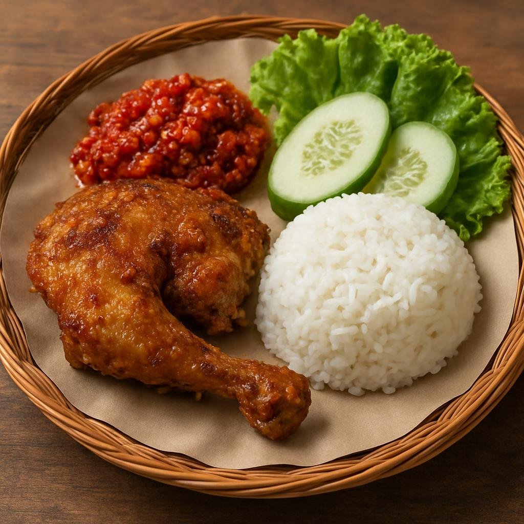Entree: Indonesia – Indonesian Street Food – Ayam Penyet (Indonesian smashed fried chicken served with a spicy chili sambal) recipe