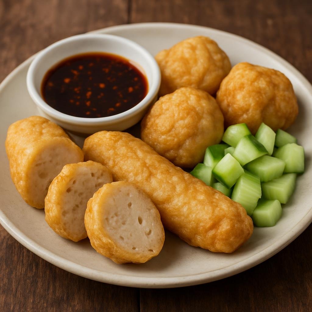 Entree: Indonesia – Indonesian Street Food – Pempek (Palembang-style fish cakes made from ground fish and tapioca, served with a spicy-sweet vinegar sauce) recipe