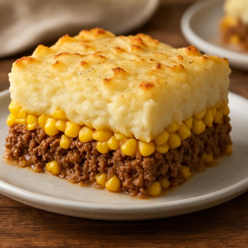 Entree: Canada – Quebec – Pâté chinois (Layered casserole of ground beef, sweet corn, and mashed potatoes) recipe