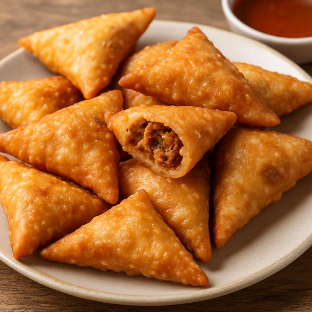 Entree: Turkey – Turkish Kurdish Cuisine – Sembusek (Triangular stuffed pastry filled with spiced ground meat, traditionally fried until crisp) recipe