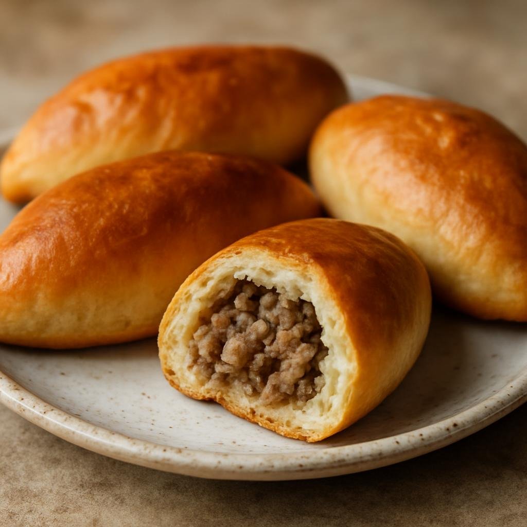 Entree: Russia – Russian Jewish Cuisine – Пирожки ➤ Pirozhki (Small yeast-bun pockets filled with savory fillings such as seasoned meat or potato) recipe