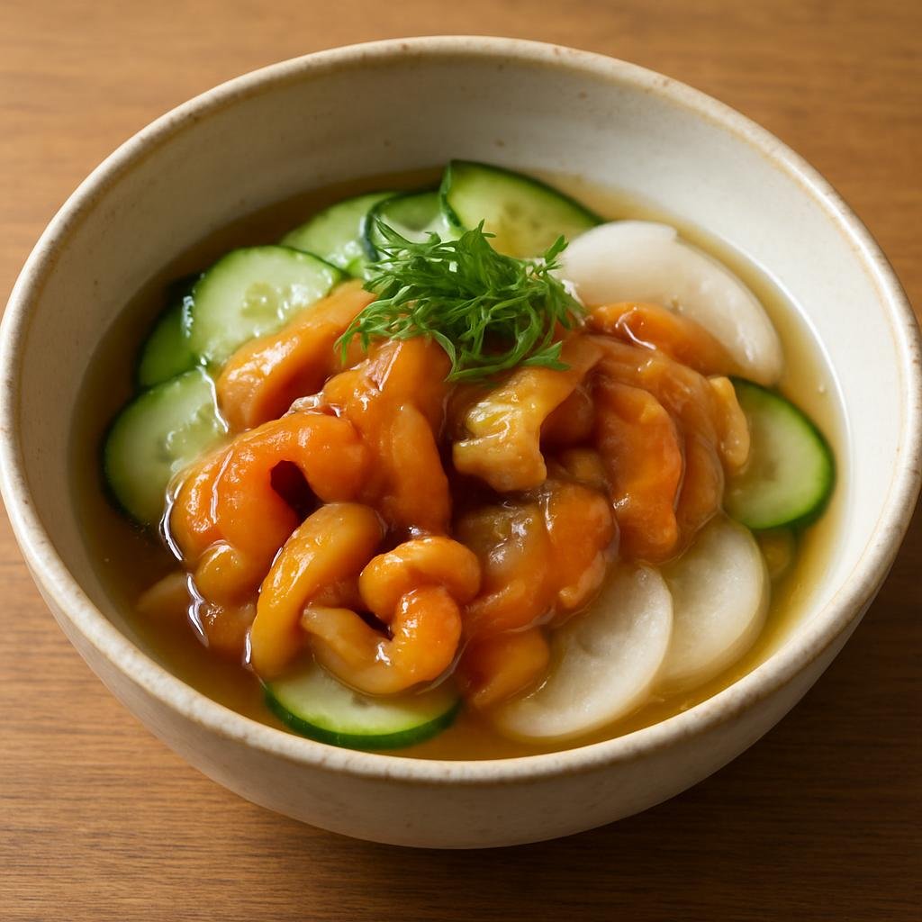 Entree: Japan – Tohoku – ホヤの酢の物 ➤ Hoya no Sunomono (vinegared sea pineapple salad) recipe