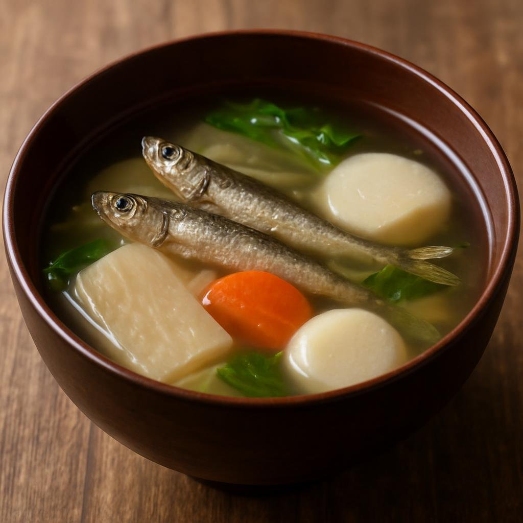 Entree: Japan – Tohoku – こづゆ ➤ Kozuyu (Clear seafood-and-vegetable broth with small fish and fu, a traditional celebratory soup from Tohoku) recipe