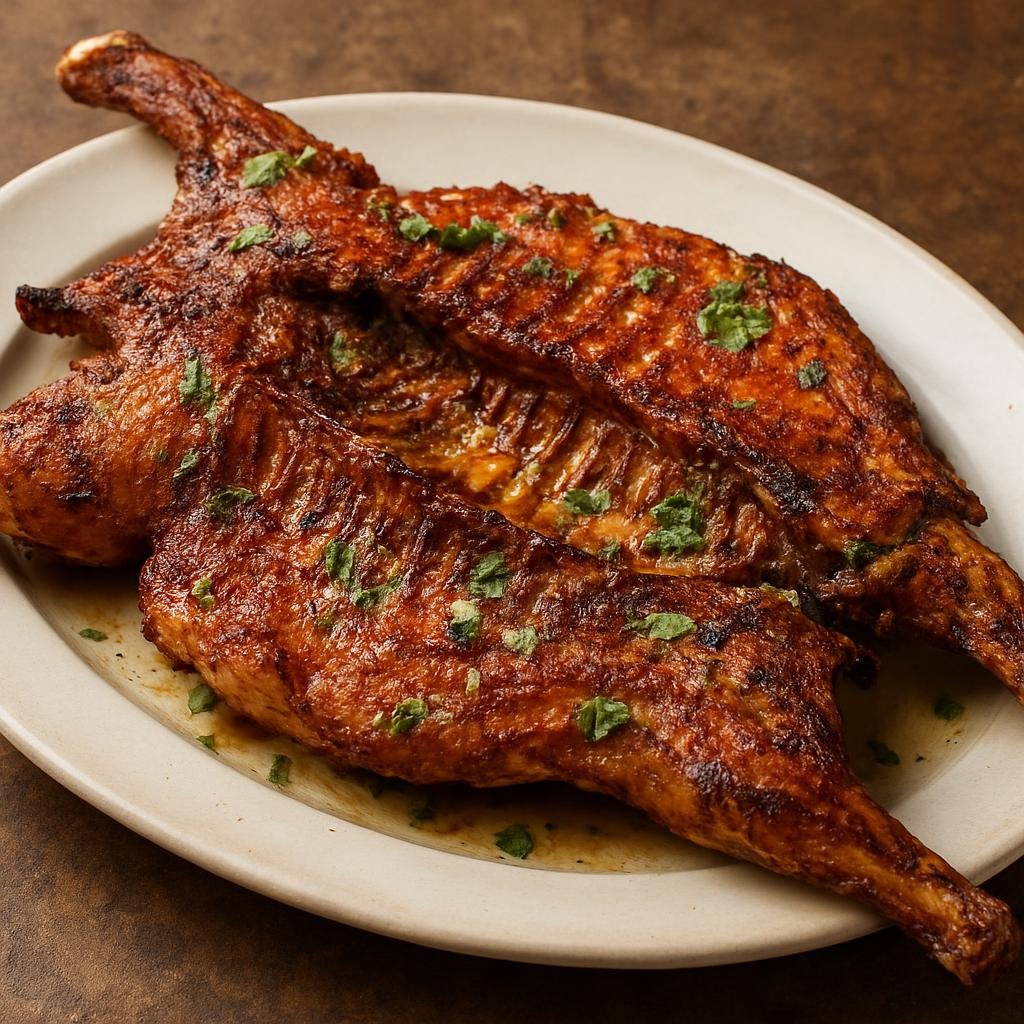 Entree: Mexico – Nuevo Leon / Monterrey – Cabrito al Pastor (Slow-roasted butterflied young goat basted with lard and seasonings until the skin is crisp, a Monterrey specialty) recipe