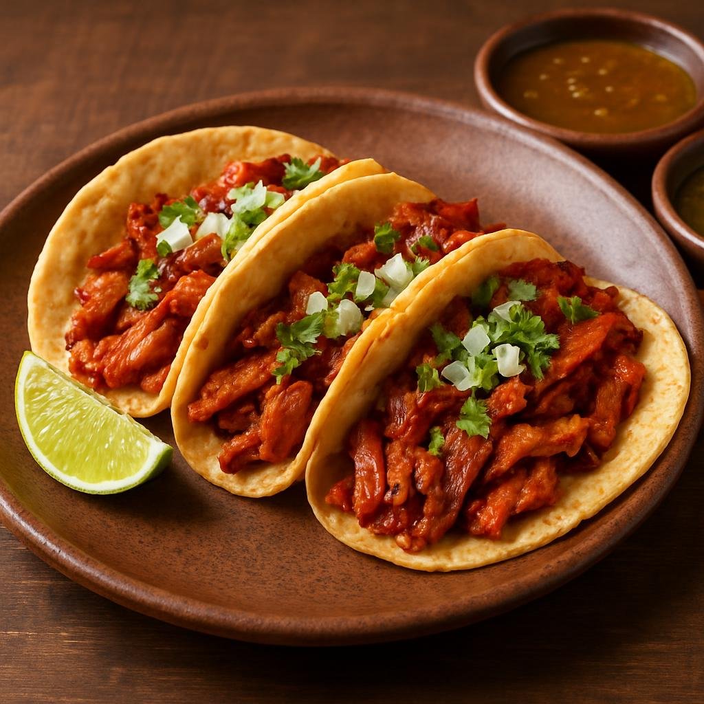 Entree: Mexico – Nuevo Leon / Monterrey – Tacos de Trompo (Thinly sliced marinated pork roasted on a vertical spit and served on warm corn tortillas) recipe