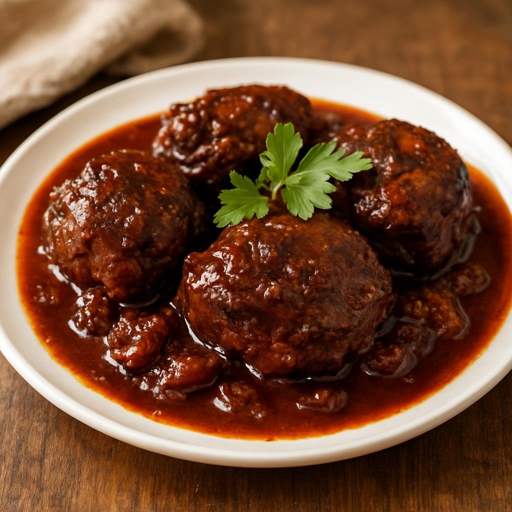 Entree: Spain – La Rioja – Carrilleras de Cerdo al Vino Tinto (Pork cheeks slowly braised in Rioja red wine until meltingly tender in a rich aromatic sauce) recipe