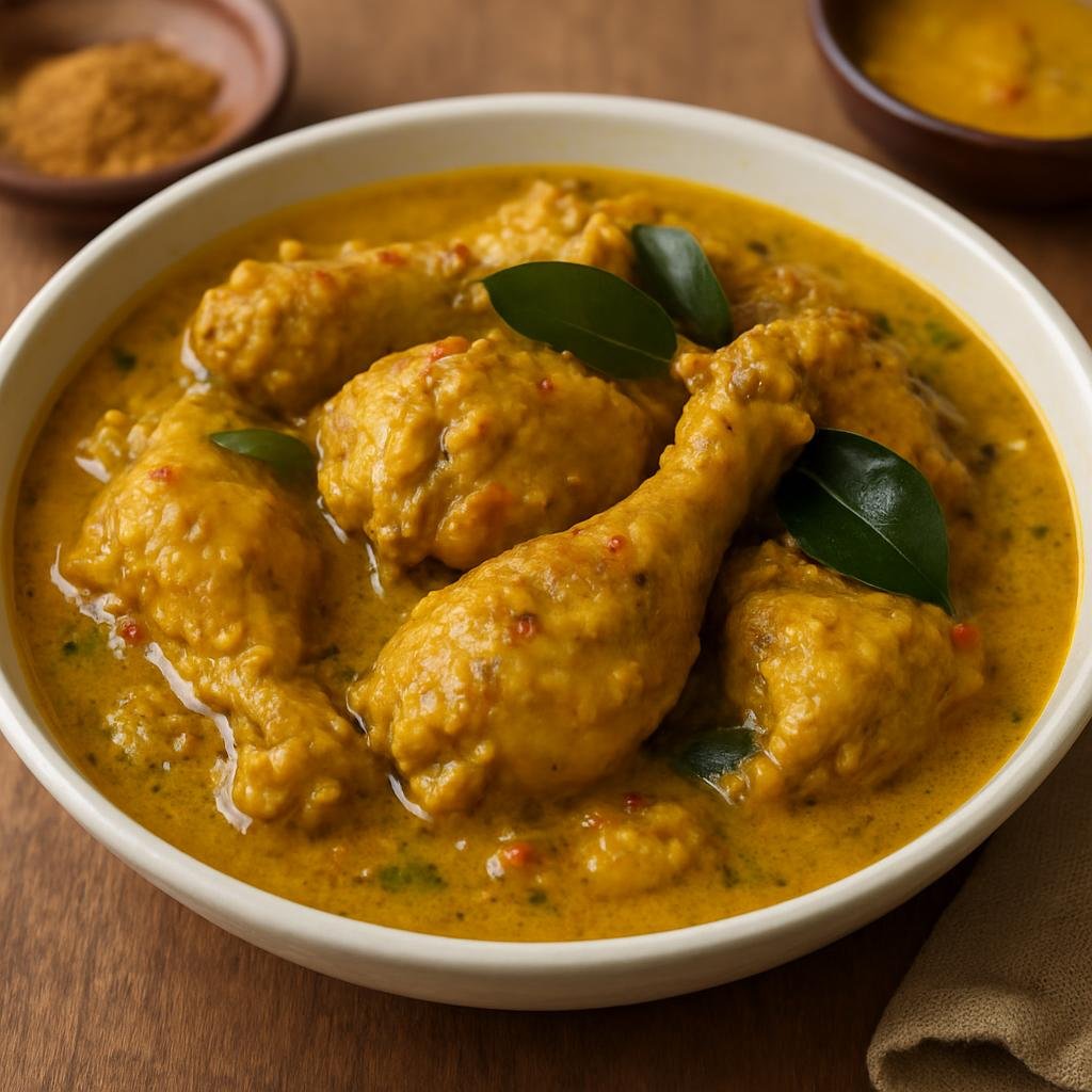 Entree: Indonesia – Kalimantan – Ayam Cincane (Spiced Borneo-style braised chicken in aromatic coconut and turmeric sauce) recipe
