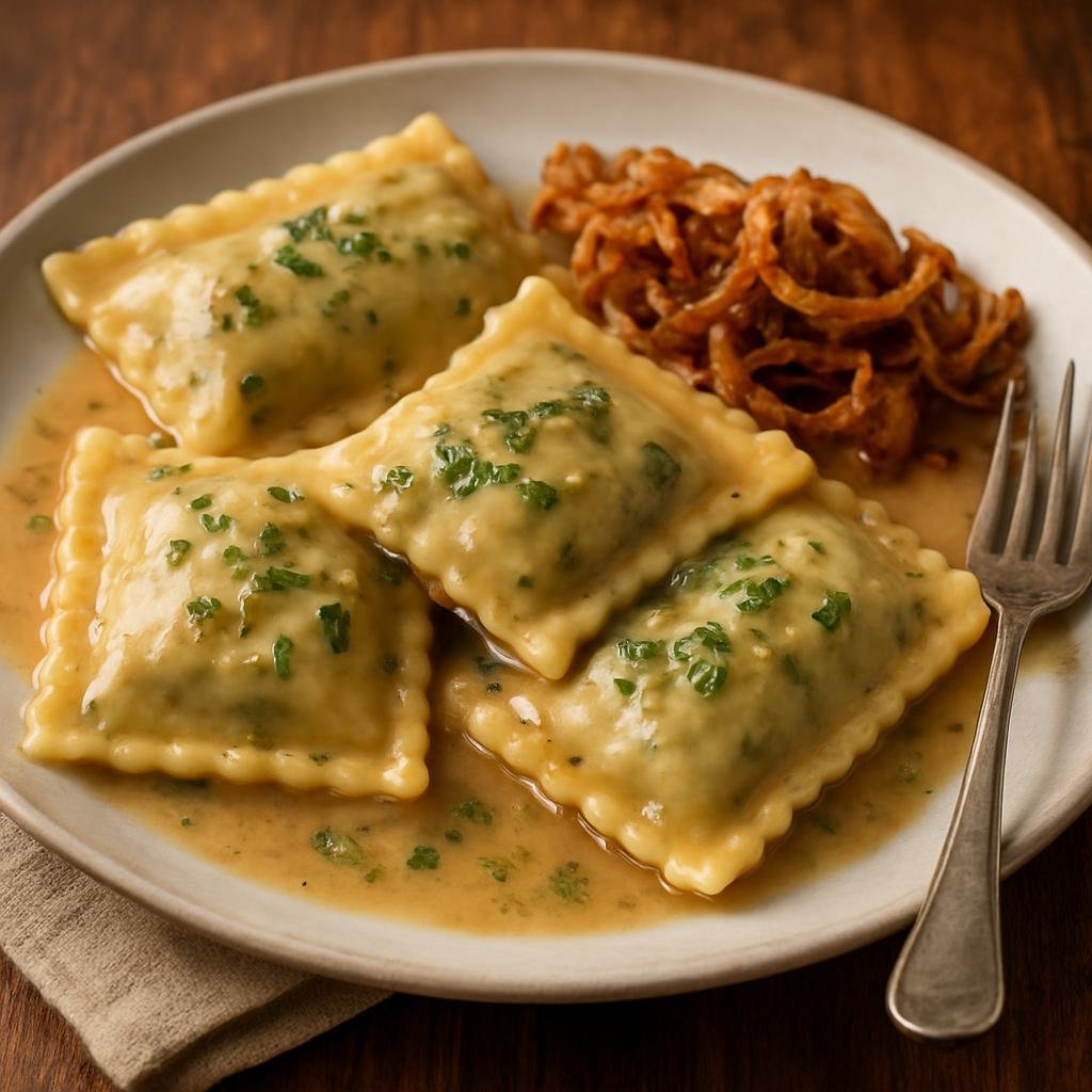Entree: Germany – Swabia – Maultaschen (Large filled Swabian pasta pockets typically stuffed with meat, spinach, herbs, and breadcrumbs) recipe