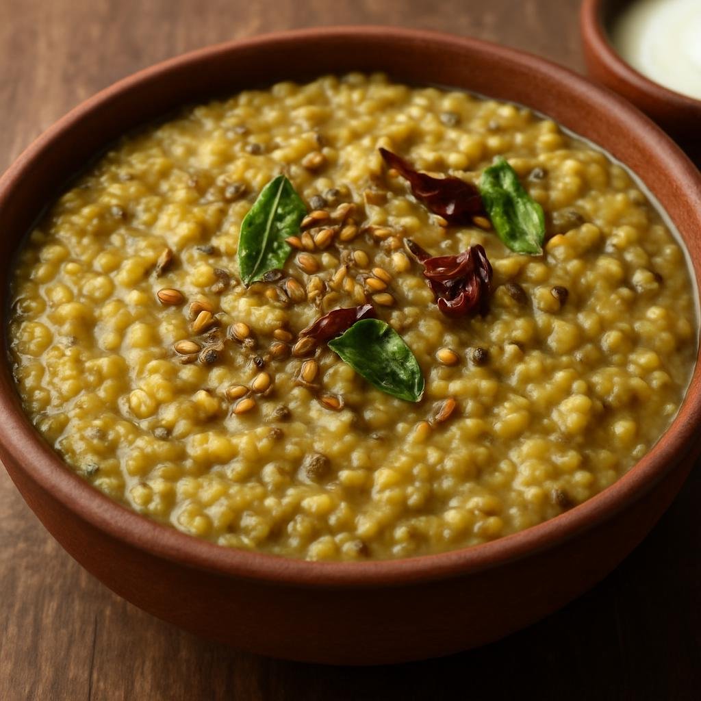 Entree: India – Haryana & Western Uttar Pradesh – बाजरा खिचड़ी ➤ Bajra Khichdi (Hearty one-pot savory porridge of pearl millet and lentils tempered with Indian spices) recipe