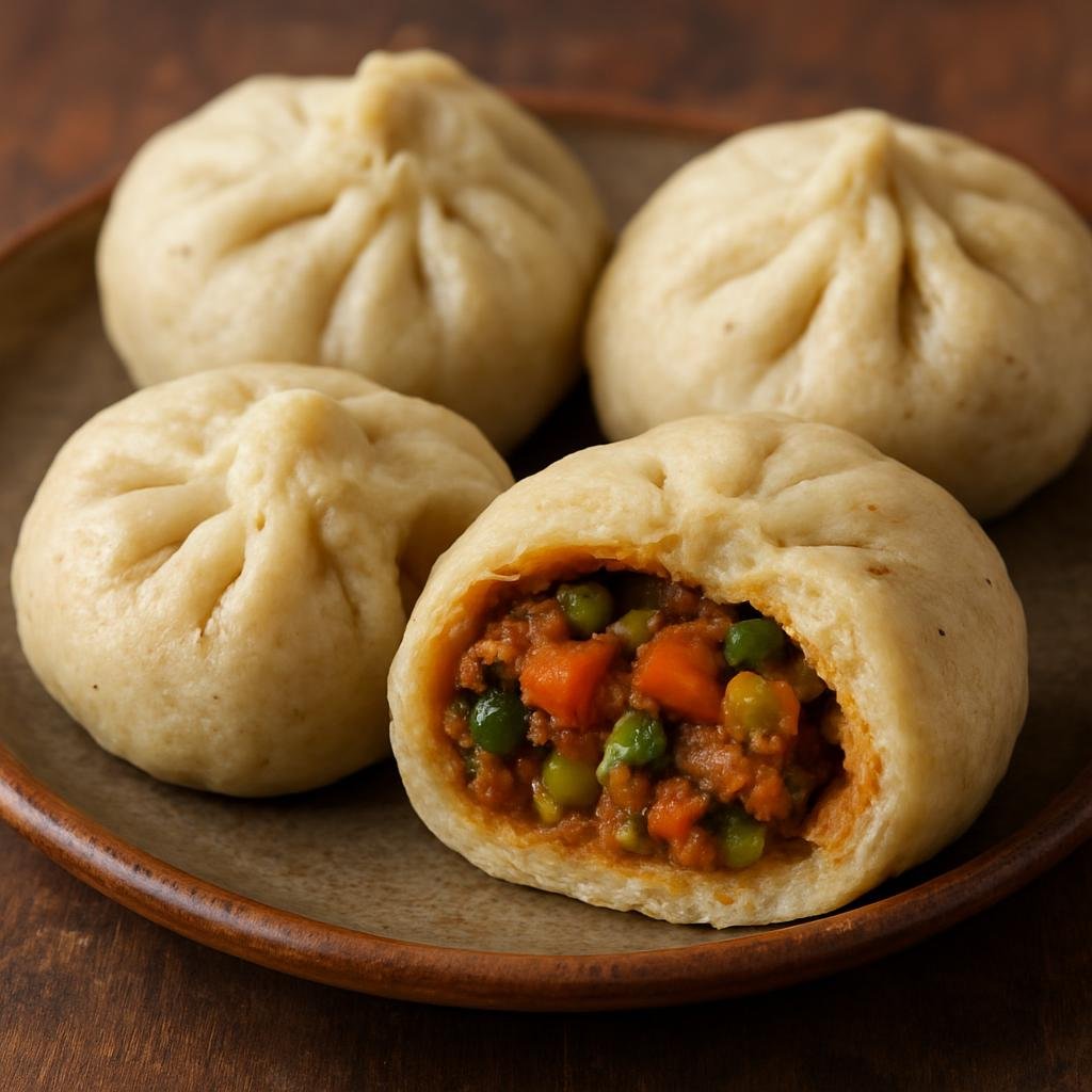 Entree: India – Himachal & Uttarakhand Hills – सिद्दू ➤ Siddu (Steamed fermented wheat bread often filled with a spiced vegetable or meat filling) recipe