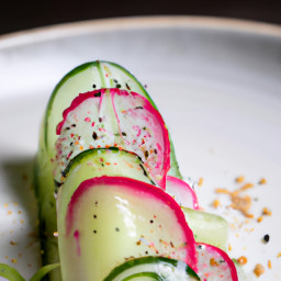 Appetizer: Japan – ポン酢胡瓜リボン ▶ Ponzu Kyuri Ribon (Ponzu Cucumber Ribbons) recipe