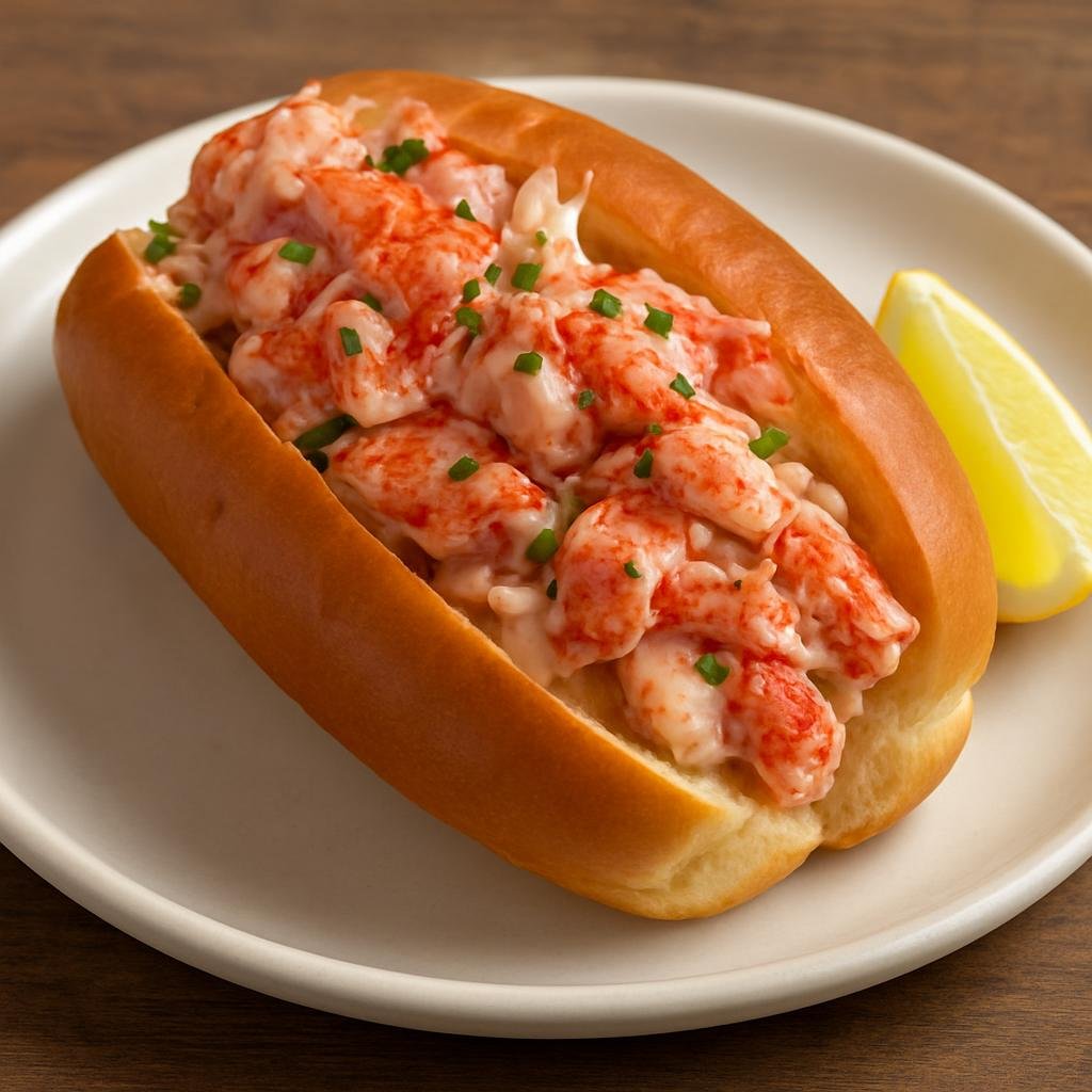 Entree: United States – Florida – Florida Lobster Roll (Chilled lobster meat lightly dressed and served in a buttered split-top roll) recipe