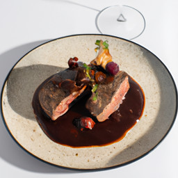 Entrée: United States – Grilled Venison Steak with Red Wine Sauce recipe