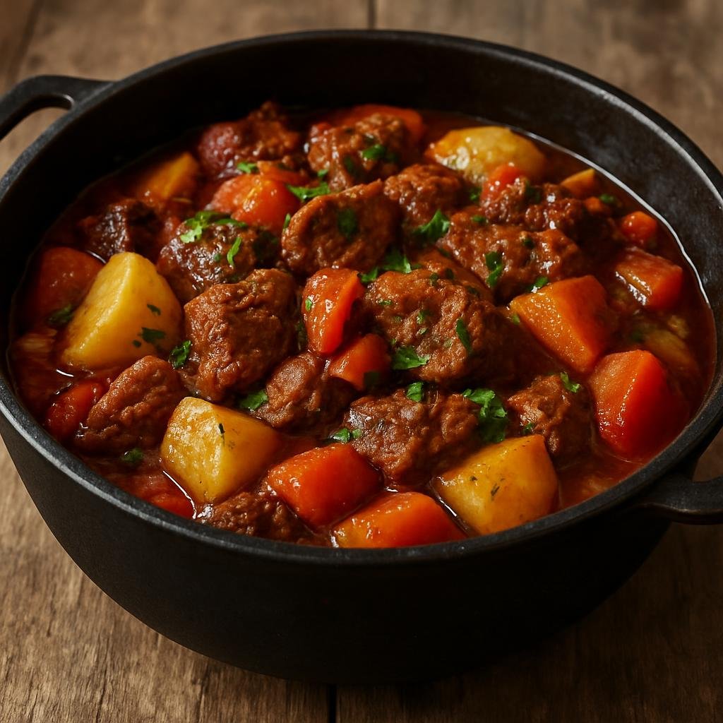 Entree: Russia – Volga Region – Казан кебаб ➤ Kazan kebab (Slow-braised spiced lamb and vegetables cooked in a kazan, a cast-iron cauldron) recipe