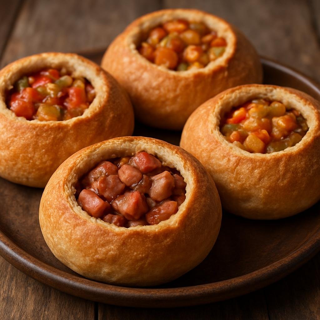 Entree: France – Loire Valley – Fouée (Small hollow rustic breads baked very hot and filled with savory pork or vegetable fillings) recipe
