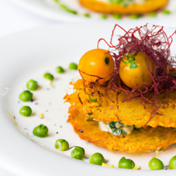 Appetizer: United States – Cornbread-Crusted Green Tomato Stacks with Celery-Seed Mayonnaise Sauce recipe
