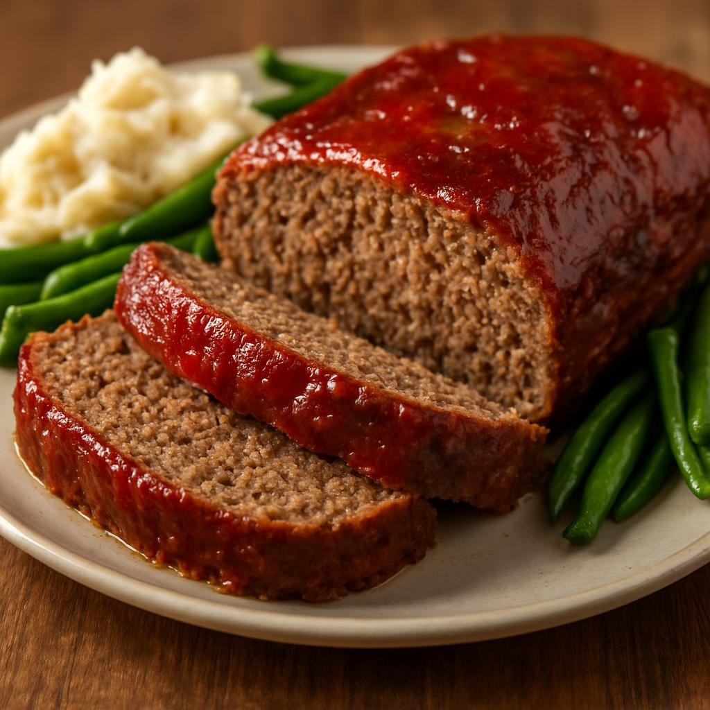 Entree: United States – Great Plains – Bison Meatloaf (Hearty oven-baked loaf of seasoned ground bison served sliced) recipe