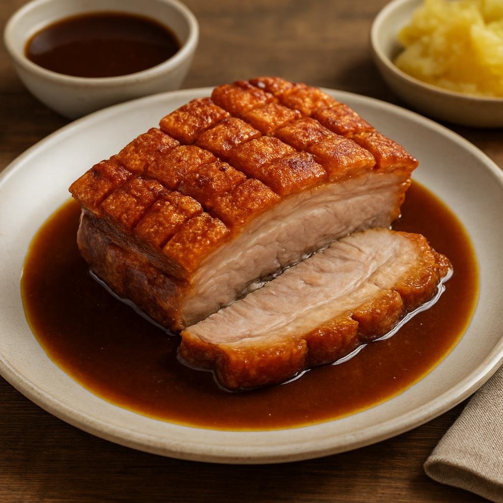 Entree: Germany – Wurttemberg – Krustenbraten (Roast pork with crispy crackling served with pan gravy) recipe