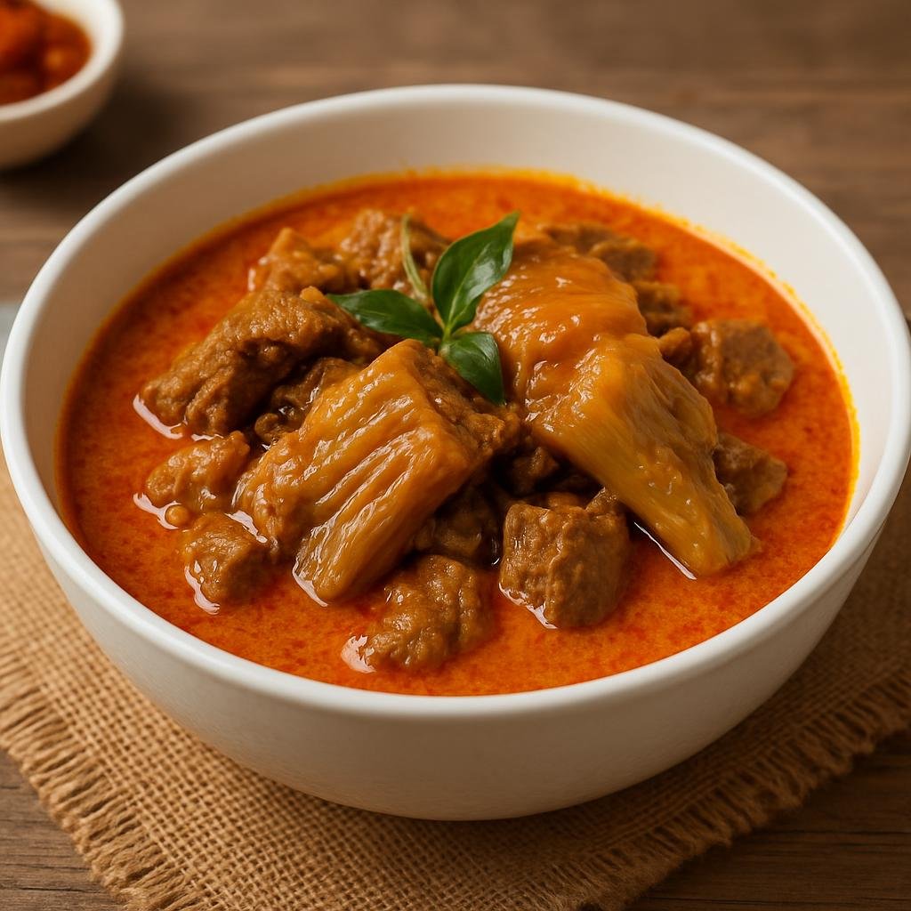 Entree: Indonesia – Padang / Minangkabau – Gulai Tunjang (Spicy Minangkabau-style beef tendon curry simmered in rich coconut gravy) recipe
