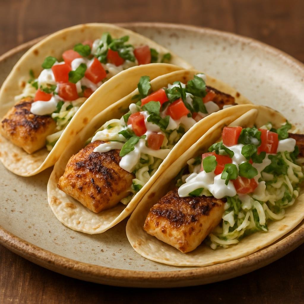 Entree: Mexico – Sonora – Tacos de Pescado (Grilled fish on warm flour tortillas topped with tangy crema, cabbage, and fresh condiments typical of Sonora) recipe
