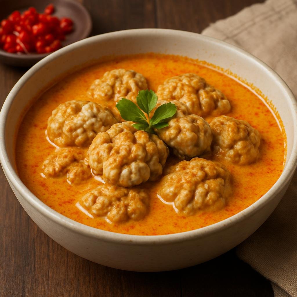 Entree: Indonesia – Padang / Minangkabau – Gulai Otak (Rich Minangkabau coconut-milk curry made with tender beef brain in spicy aromatic bumbu) recipe