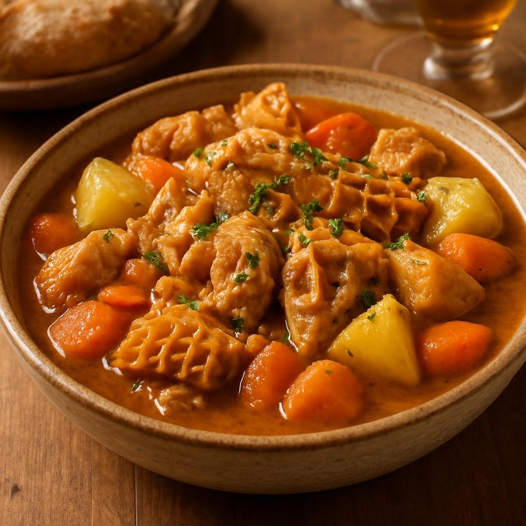 Entree: France – Normandy – Tripes à la Mode de Caen (Traditional Normandy slow-simmered tripe stew cooked with cider, Calvados, and root vegetables) recipe