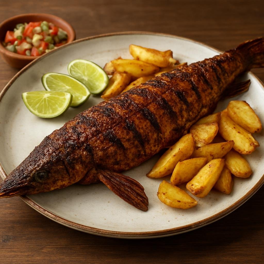 Entree: Mexico – Tabasco – Pejelagarto Asado (Grilled alligator gar fish seasoned and roasted in the Tabasco tradition) recipe