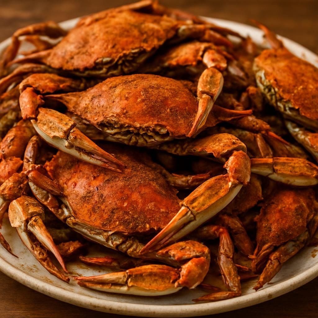 Entree: United States – Mid-Atlantic – Chesapeake Bay Blue Crab (Steamed whole Chesapeake Bay blue crabs seasoned in the Maryland tradition, served hot for cracking and eating) recipe