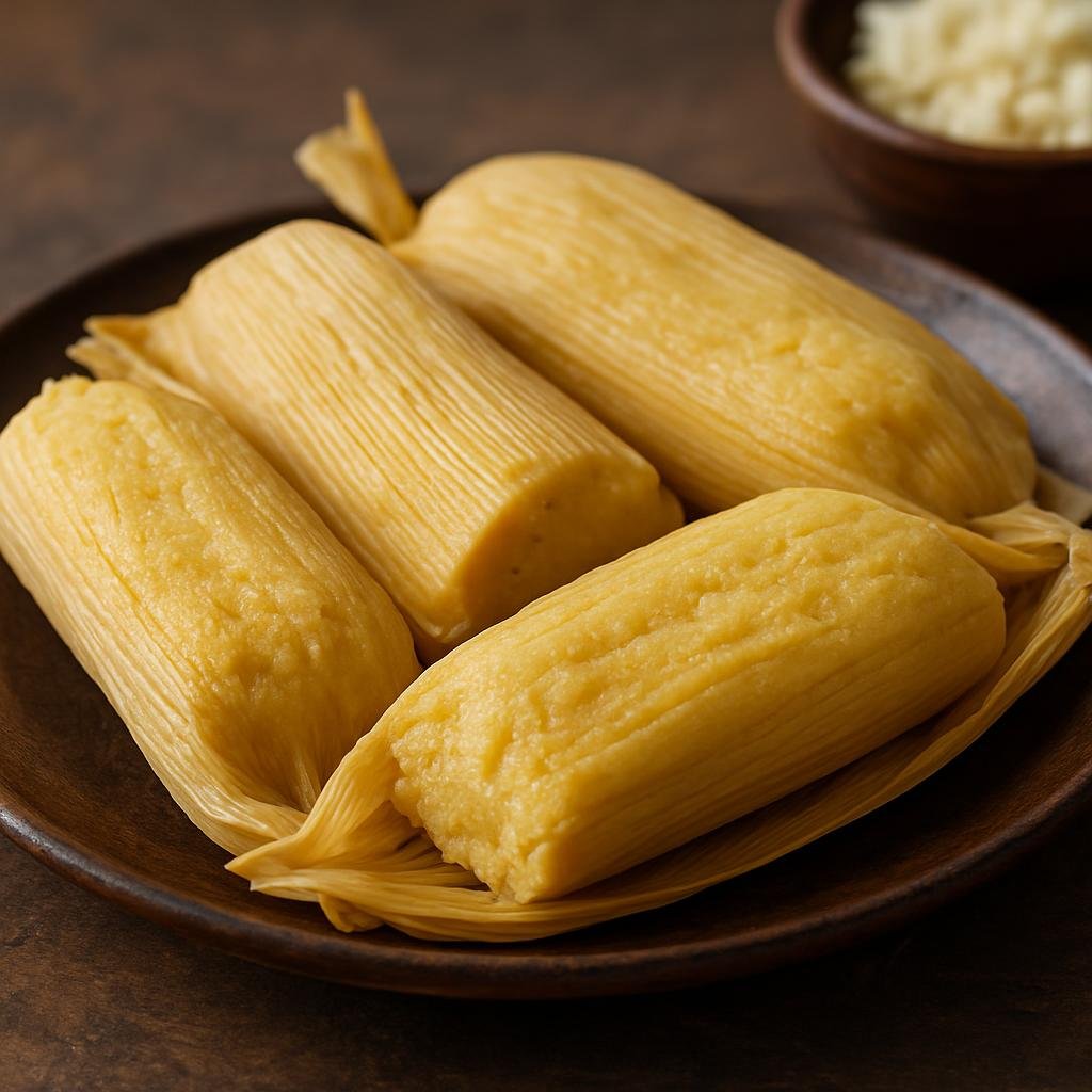 Entree: Mexico – Veracruz – Tamales de Elote (Steamed sweet corn tamales made from fresh corn masa, tender and slightly sweet) recipe