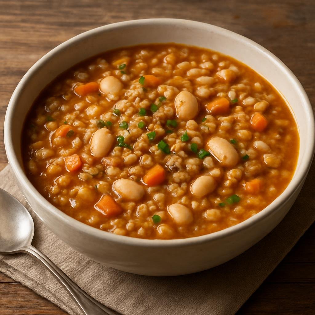 Entree: Italy – Umbria – Zuppa di Farro (hearty farro and bean soup) recipe