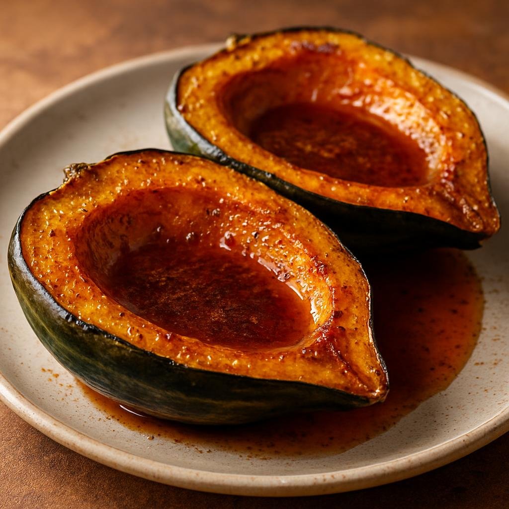 Entree: United States – Native American / Indigenous – Acorn Squash with Maple Glaze (Roasted acorn squash halves brushed with a sweet maple glaze and warming spices) recipe