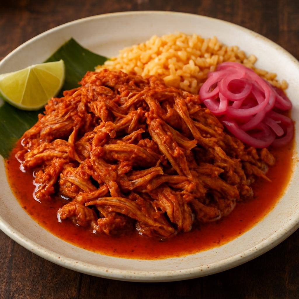 Entree: Mexico – Yucatan – Cochinita Pibil (Slow-roasted Yucatecan pork marinated in achiote and citrus) recipe