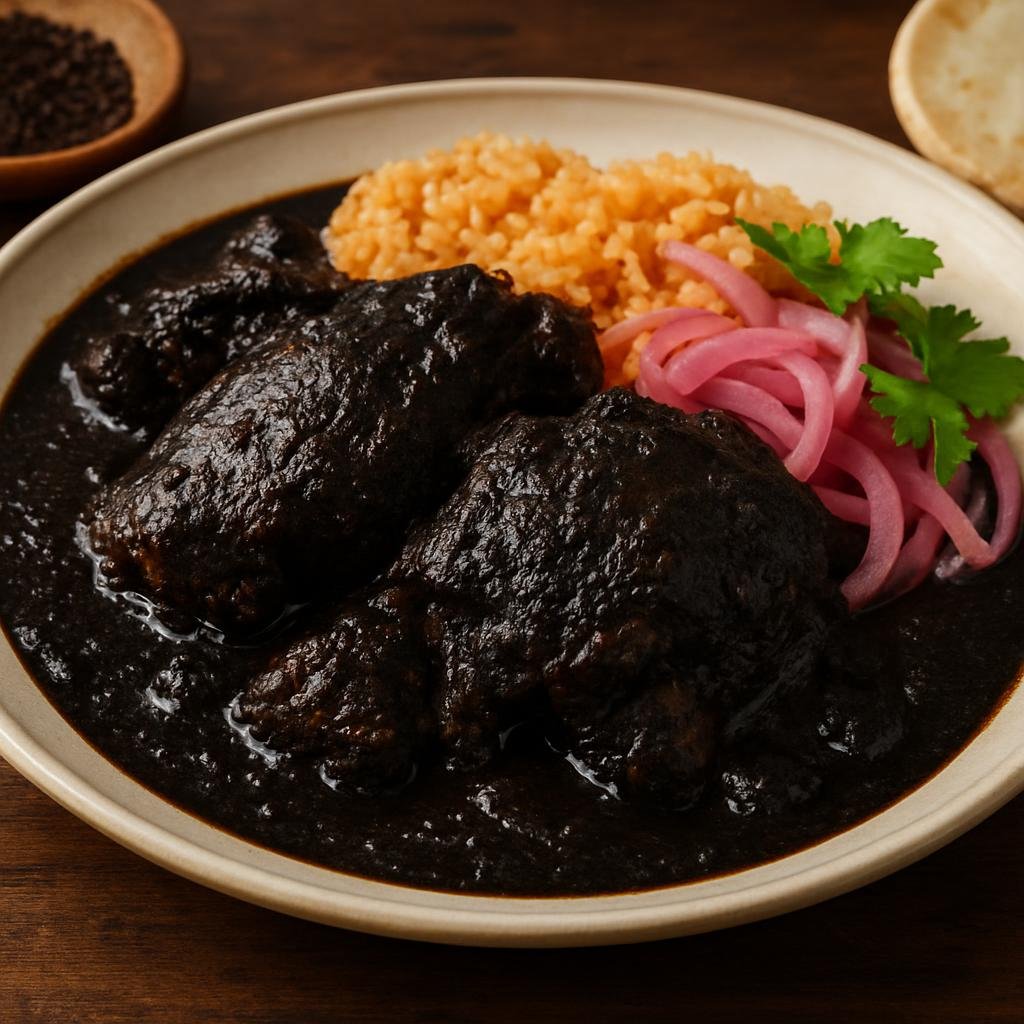 Entree: Mexico – Yucatan – Relleno Negro (Yucatecan turkey stew braised in a smoky black chilmole sauce) recipe