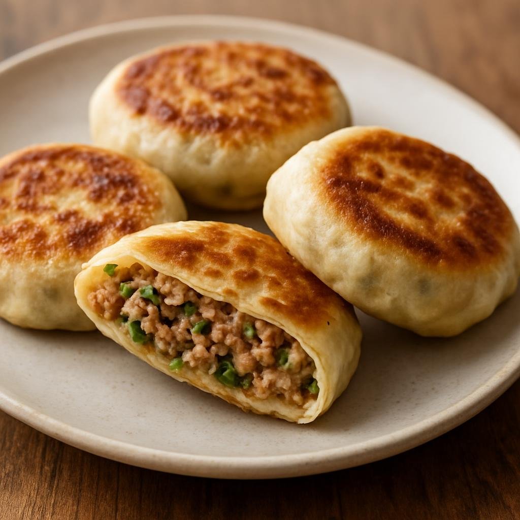 Entree: China – Shaanxi – 馅饼 ➤ Xiàn bǐng (Savory pan-fried stuffed pastry filled with seasoned minced meat and scallions) recipe