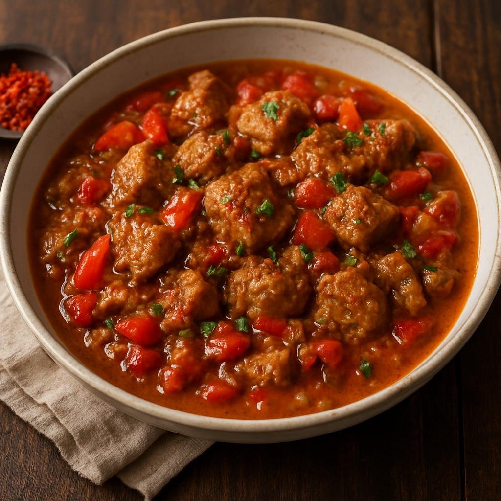 Entree: France – Southwest France – Axoa de Veau (Basque-style sautéed and simmered veal with onions, red peppers, and Espelette pepper) recipe