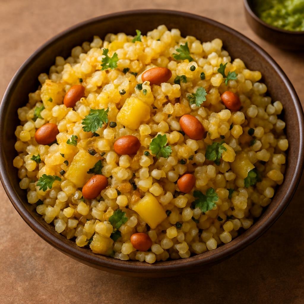 Entree: India – Madhya Pradesh – साबूदाना खिचड़ी ➤ Sābūdānā Khicṛī (Stir-fried sago pearls with potatoes, peanuts, and spices commonly eaten for fasts or light meals) recipe